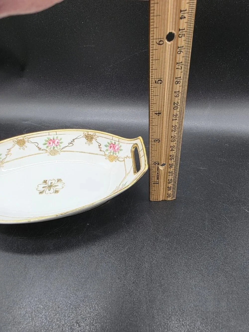 Antique Nippon Handpainted Celery Dish & 5 Matching Salts From Japan Victorian